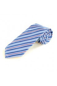 Men's Striped Pink Blue Microfiber Tie Necktie For Wedding Party Holiday With Gift Box