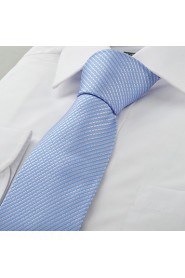 Men's Striped Blue Grey Microfiber Tie Necktie For Wedding Party Holiday With Gift Box