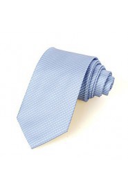 Men's Striped Blue Grey Microfiber Tie Necktie For Wedding Party Holiday With Gift Box