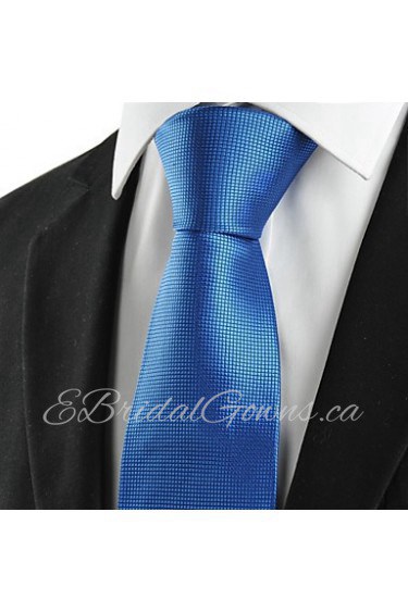 Men's Squared Bright Royal Blue Microfiber Tie Necktie For Wedding Party Holiday With Gift Box