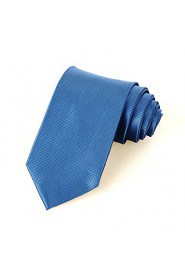 Men's Squared Bright Royal Blue Microfiber Tie Necktie For Wedding Party Holiday With Gift Box