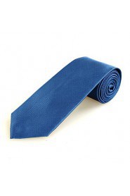 Men's Squared Bright Royal Blue Microfiber Tie Necktie For Wedding Party Holiday With Gift Box