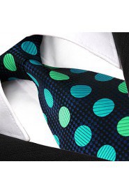 Men's Tie Green Dots Fashion 100% Silk Business