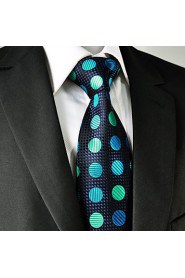 Men's Tie Green Dots Fashion 100% Silk Business