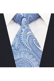 Men's Tie Blue Paisley 100% Silk Casual Dress