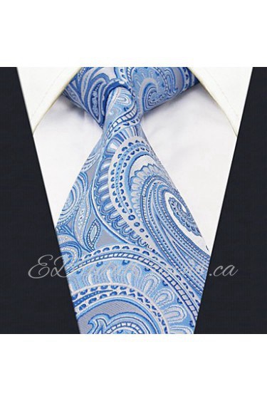 Men's Tie Blue Paisley 100% Silk Casual Dress