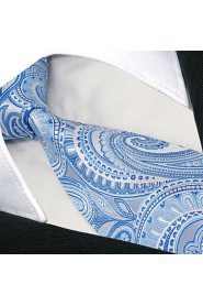 Men's Tie Blue Paisley 100% Silk Casual Dress