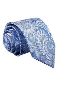 Men's Tie Blue Paisley 100% Silk Casual Dress