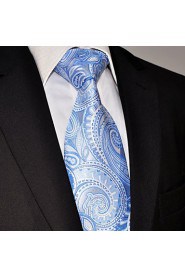 Men's Tie Blue Paisley 100% Silk Casual Dress