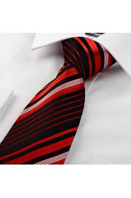 Men's New Striped Red Black Microfiber Tie Necktie For Wedding Party Holiday With Gift Box