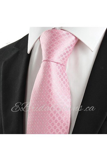 Men's Classic Pink Dot Microfiber Tie Necktie For Wedding Holiday Valentine With Gift Box