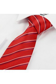 Men's New Striped Red Microfiber Tie Necktie For Wedding Party Holiday With Gift Box