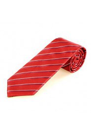 Men's New Striped Red Microfiber Tie Necktie For Wedding Party Holiday With Gift Box