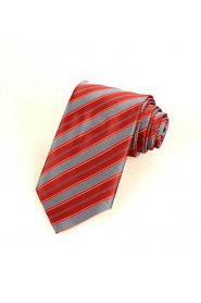 Men's New Striped Red Microfiber Tie Necktie For Wedding Party Holiday With Gift Box