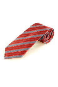 Men's New Striped Red Microfiber Tie Necktie For Wedding Party Holiday With Gift Box