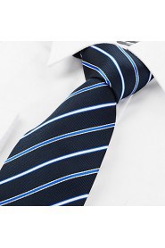 Men's New Stripe Blue Microfiber Tie Necktie For Busuness Party Holiday With Gift Box