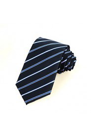 Men's New Stripe Blue Microfiber Tie Necktie For Busuness Party Holiday With Gift Box