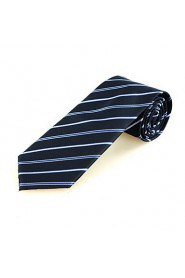 Men's New Stripe Blue Microfiber Tie Necktie For Busuness Party Holiday With Gift Box