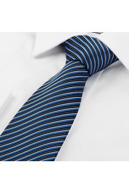 Men's New Striped Blue Black Microfiber Tie Necktie For Wedding Party Holiday With Gift Box