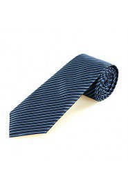 Men's New Striped Blue Black Microfiber Tie Necktie For Wedding Party Holiday With Gift Box