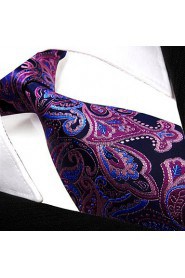 Men's Tie Fuchsia Paisley 100% Silk Business Dress Casual Long