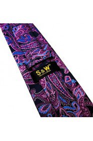 Men's Tie Fuchsia Paisley 100% Silk Business Dress Casual Long