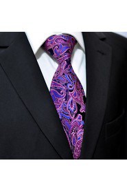 Men's Tie Fuchsia Paisley 100% Silk Business Dress Casual Long