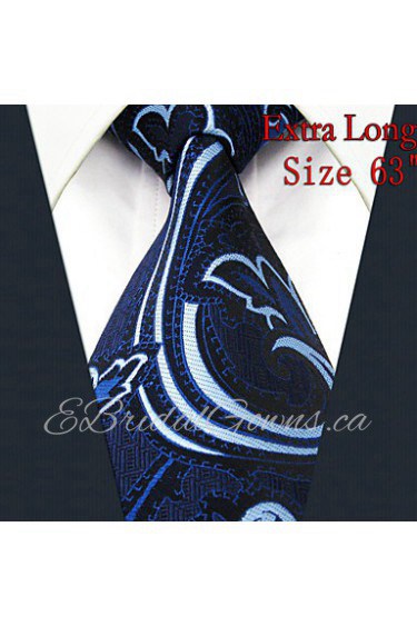 Men's Tie Paisley Navy Blue 100% Silk New Fashion Casual