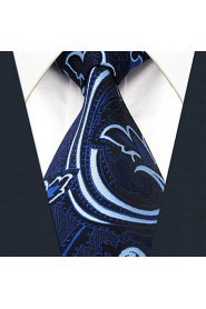 Men's Tie Paisley Navy Blue 100% Silk New Fashion Casual