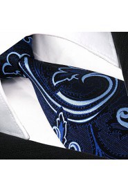 Men's Tie Paisley Navy Blue 100% Silk New Fashion Casual