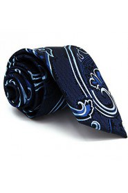 Men's Tie Paisley Navy Blue 100% Silk New Fashion Casual