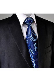 Men's Tie Paisley Navy Blue 100% Silk New Fashion Casual