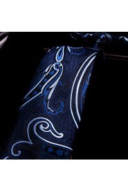 Men's Tie Paisley Navy Blue 100% Silk New Fashion Casual