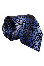 Men's Tie Ripple Navy Blue 100% Silk Business New Fashion Casual