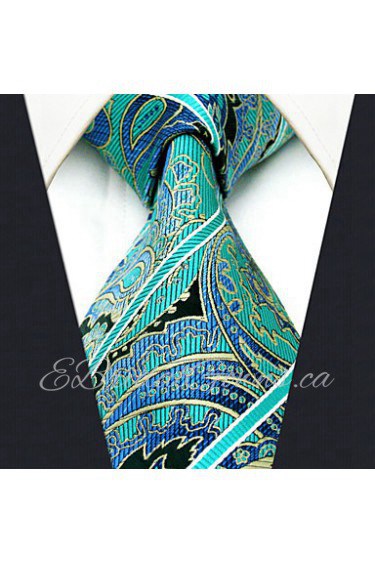 Men's 100% Silk Tie Paisley Green Business Necktie