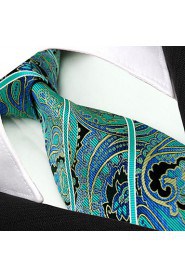 Men's 100% Silk Tie Paisley Green Business Necktie