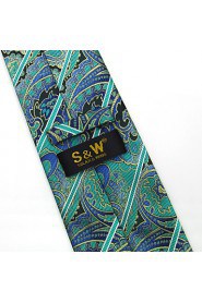 Men's 100% Silk Tie Paisley Green Business Necktie