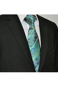 Men's 100% Silk Tie Paisley Green Business Necktie