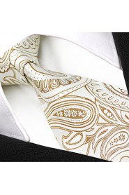 Men's 100% Silk Tie Paisley Yellow Business Necktie