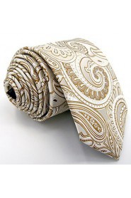 Men's 100% Silk Tie Paisley Yellow Business Necktie