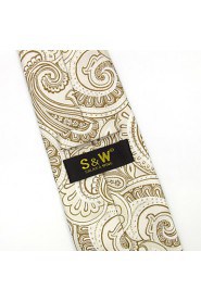 Men's 100% Silk Tie Paisley Yellow Business Necktie