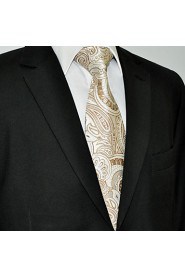 Men's 100% Silk Tie Paisley Yellow Business Necktie