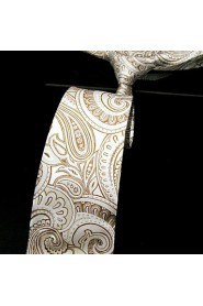 Men's 100% Silk Tie Paisley Yellow Business Necktie