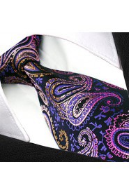 Men's 100% Silk Tie Purple Paisley Business Necktie