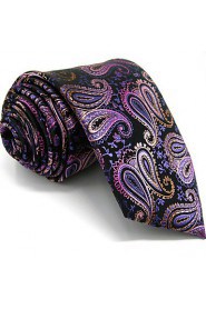 Men's 100% Silk Tie Purple Paisley Business Necktie