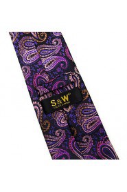 Men's 100% Silk Tie Purple Paisley Business Necktie