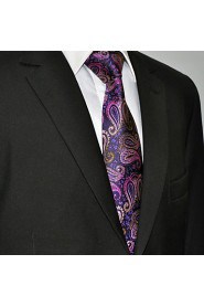 Men's 100% Silk Tie Purple Paisley Business Necktie