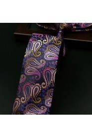 Men's 100% Silk Tie Purple Paisley Business Necktie