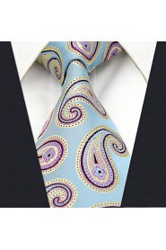 Men's100% Silk Tie Blue Paisley Fashion