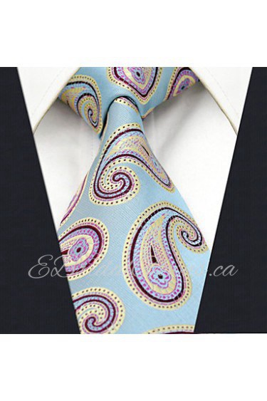 Men's100% Silk Tie Blue Paisley Fashion